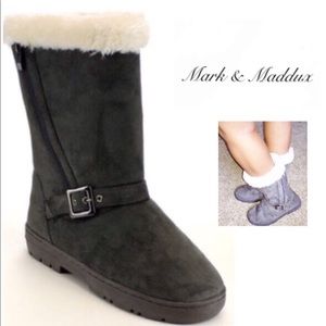 Jeff-03 Women’s shearling fur vegan boots in grey